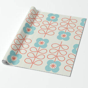 Papel De Presente Geometric floral seamless pattern. Nordic style. v