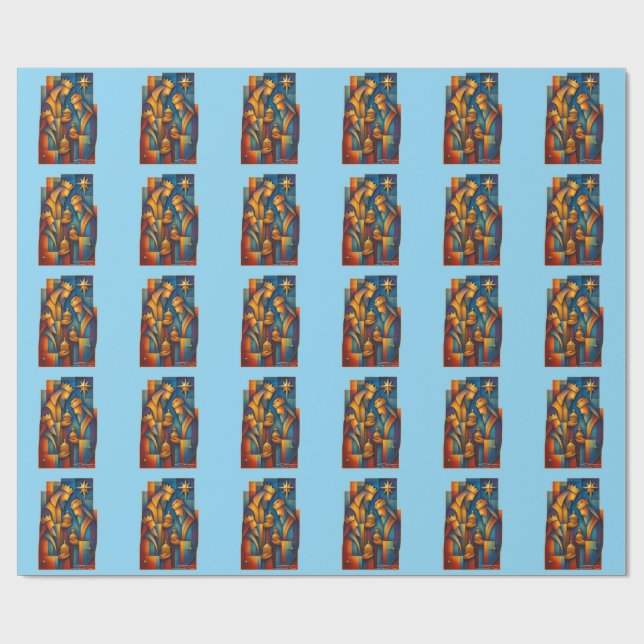 Papel De Presente Geometric Magi - Three Wise Men Christmas Star Art (Aberto)