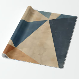 Papel De Presente Geometric Pattern in Blues, Tans, and Rust