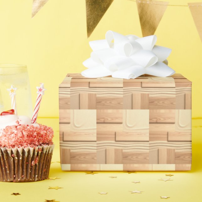 Papel De Presente Geometric Wood On Sand Design (Festa de aniversário)