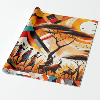 Papel De Presente Geométrico abstrato African Art Masai