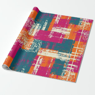 Papel De Presente Geométrico Abstrato Ousado - Textura de Pincel Gru