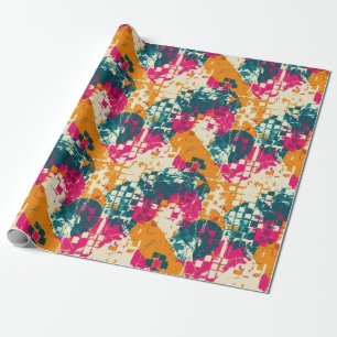 Papel De Presente Geométrico Abstrato Ousado - Textura de Pincel Gru