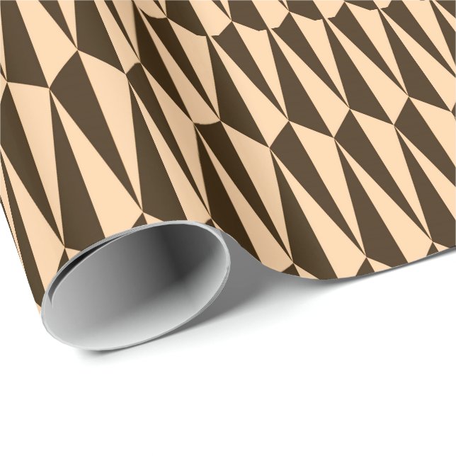 Papel De Presente Geométrico, chocolate e pêssego do século médio (Ponta do rolo)