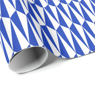 Papel De Presente Geométrico de meados do século, cobalto e branco
