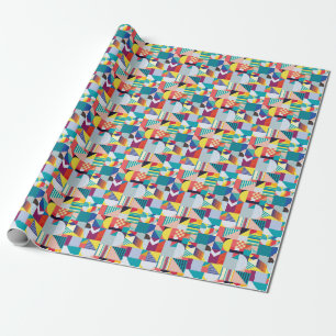 Papel De Presente Geométrico Decorativo: Padrão Abstrato Vintage.