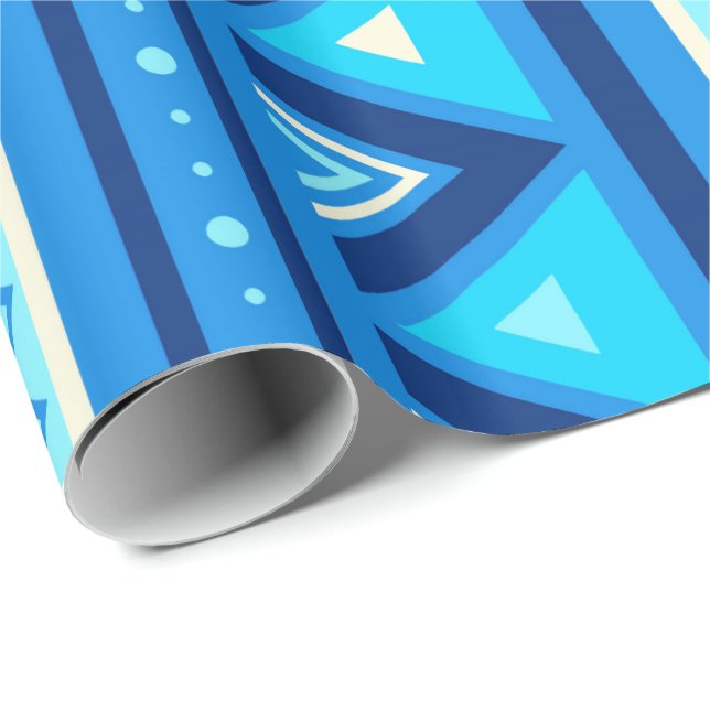 Papel De Presente Geométrico do sudoeste moderno, azul & turquesa (Ponta do rolo)