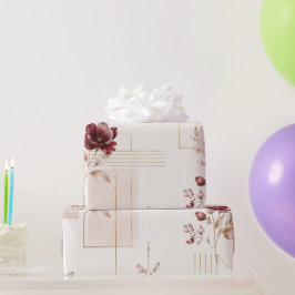 Papel De Presente Geométrico Floral Elegante