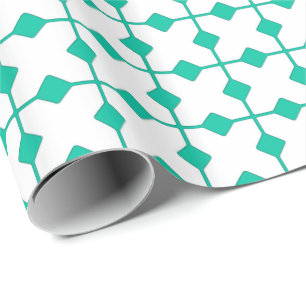 Papel De Presente Geométrico moderno, diamantes - turquesa e branco