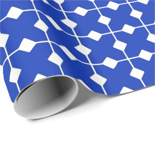 Papel De Presente Geométrico Moderno, Ouros - Azul cobalto