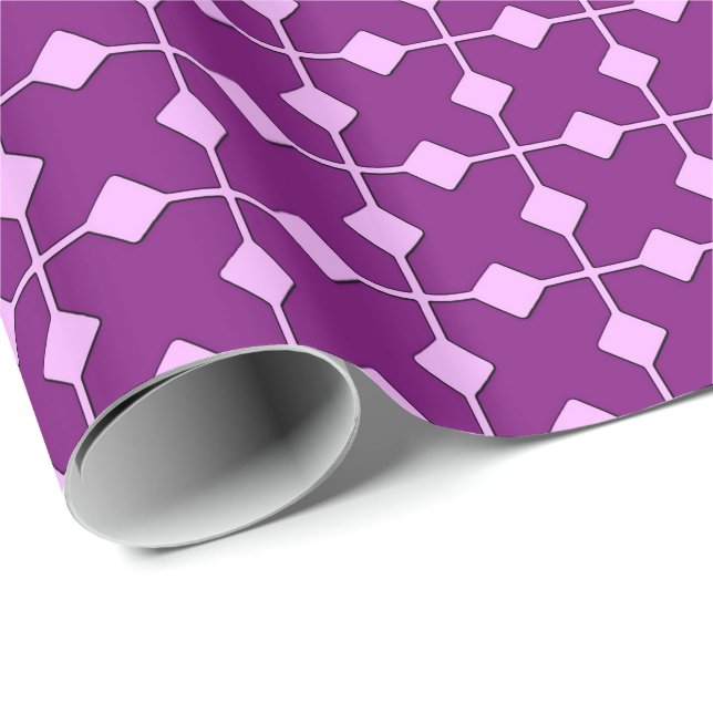 Papel De Presente Geométrico Moderno, Ouros - Púrpura Ametista (Ponta do rolo)
