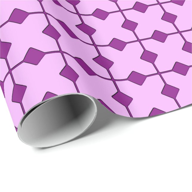 Papel De Presente Geométrico Moderno, Ouros - Púrpura Ametista (Ponta do rolo)