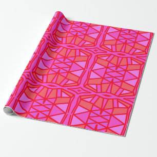 Papel De Presente Geométrico Rosa Quente - Ocasião