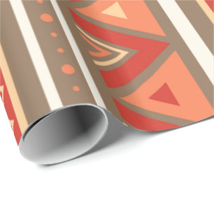 Papel De Presente Geométrico, Taupe & laranja do sudoeste modernos