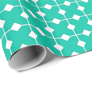 Papel De Presente Geométricos moderno, diamantes - turquesa