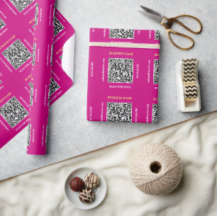 Papel De Presente Gerar Site de Nome Comercial de Código QR, Fuchsia