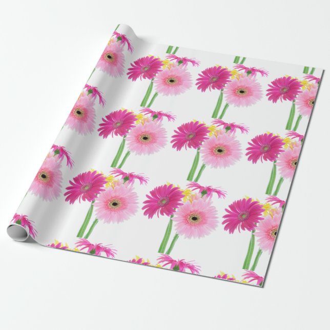 Papel De Presente Gerbera Daisy Flowers (Desenrolado)
