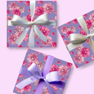 Papel De Presente Gerbera Margarida Rosa Bonita Floral