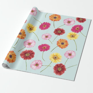 Papel De Presente Gerbera,pink,red,orange,yellow wrapping
