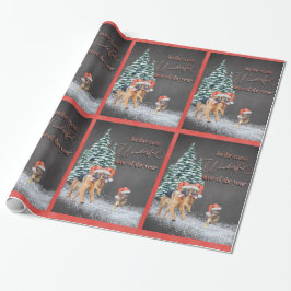 Papel De Presente German shepherd de Natal divertidos com Papai Noel