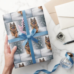 Papel De Presente German shepherd Em Neve