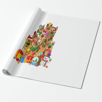 Papel De Presente German shepherd Engraçado Luzes de Árvore de Natal