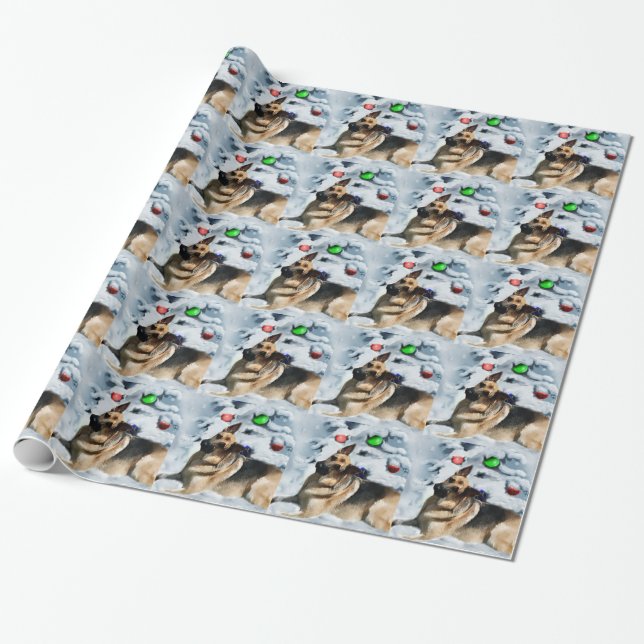 Papel De Presente German shepherd Natal (Desenrolado)