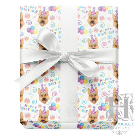 Papel De Presente German Shepherd Wrapping Paper in White 