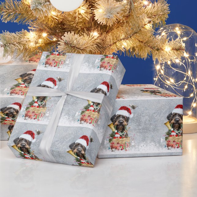 Papel De Presente German Wirehaired Pointer  Merry Christmas! (Feriados)