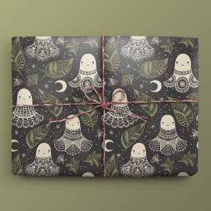 Papel De Presente Ghost Lace do Bonito Halloween - Verde