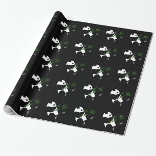 Papel De Presente Giant Panda Come Bamboo Black