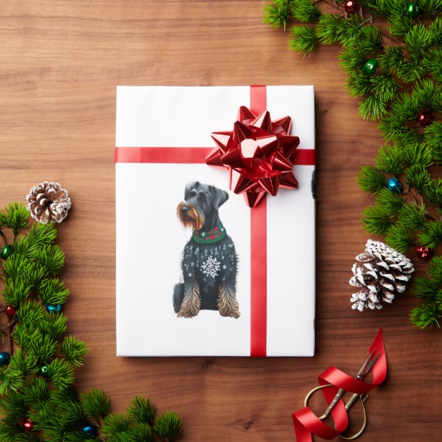 Papel De Presente Giant Schnauzer bonito em um suéter de Natal (Presente de Natal)