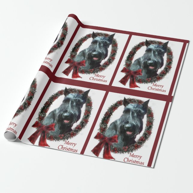Papel De Presente Giant Schnauzer Natal (Desenrolado)