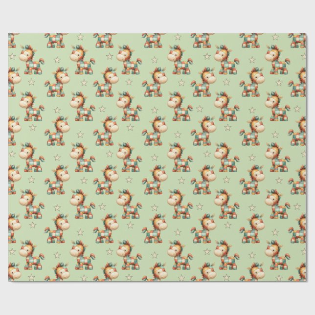 Papel De Presente Giddy-Up Patchwork Pony Birthday (Aberto)