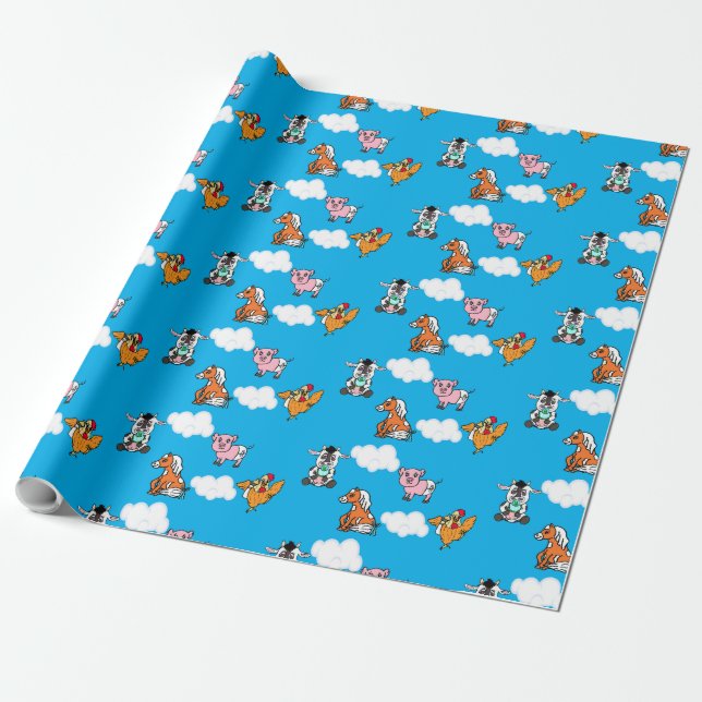 Papel De Presente Gift-Bin-Yard Animal Cute (Desenrolado)