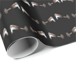 Papel De Presente Gift Ocidental Enrola Prata em Preto