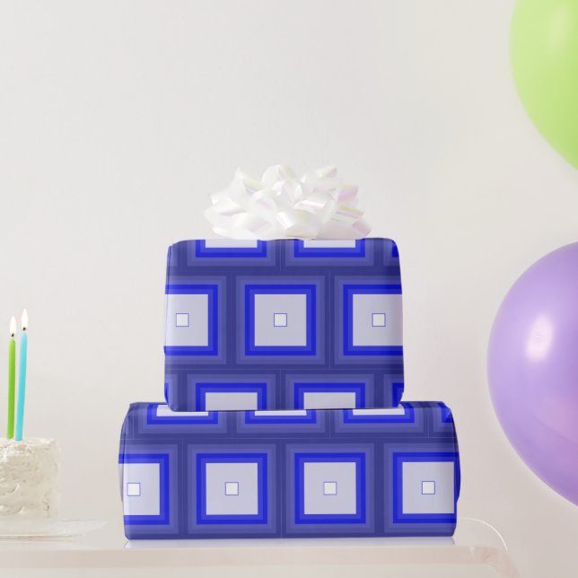 Papel De Presente Gift wrap - Concentric Squares in Blue Tones (Presentes para festas)