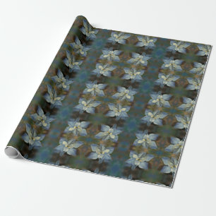 Papel De Presente Gift Wrap Roll Blue Poinsettia