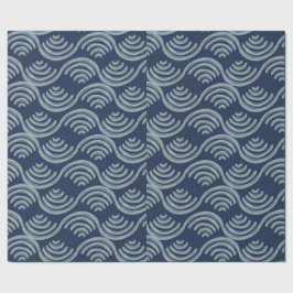PAPEL DE PRESENTE GIFT WRAPPING PAPER BLUE JAPANESE WAVE PATTERN