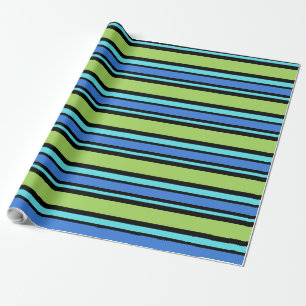 Papel De Presente Giftwrap Azul Verde Negra Bandeja