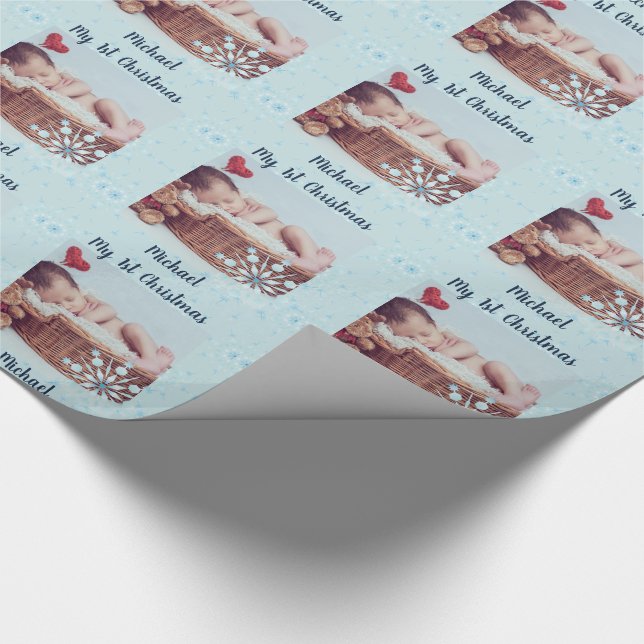 Papel De Presente GiftWrap da FOTO do Bebê - Flocos de neve de Natal (Ponta)
