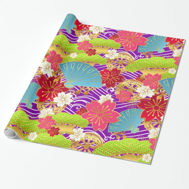 Papel De Presente Giftwrap estilo Chiyogami (Desenrolado)