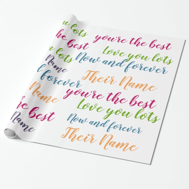 Papel De Presente GiftWrap personalizado de texto - Script de escrit (Desenrolado)