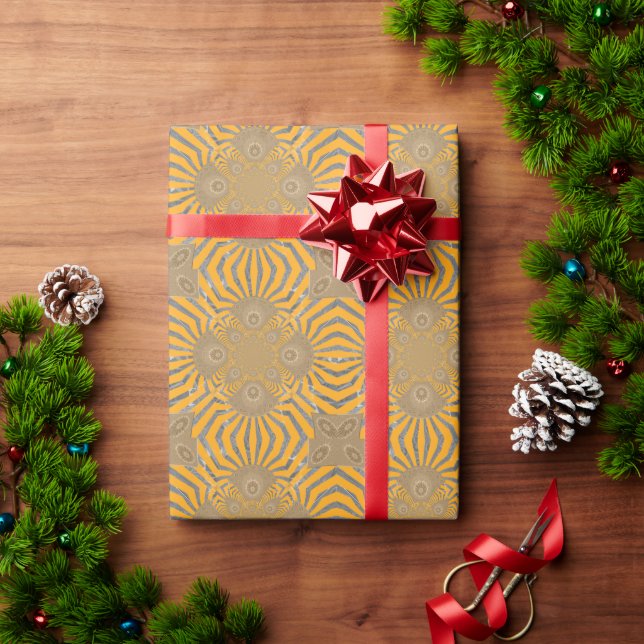 Papel De Presente Gilded Zephyr: Elegância em amarelo Ouro e cromo (Presente de Natal)