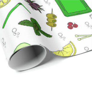 Papel De Presente Gin Tonic Love Gin Drinker Cocktail Patterno