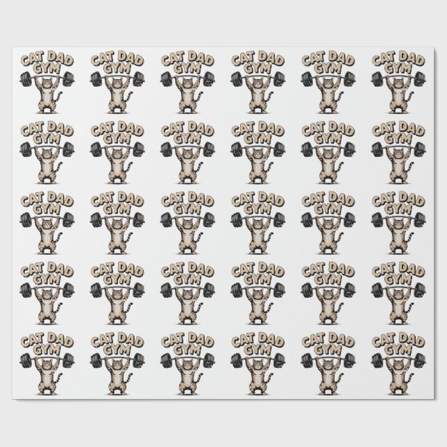 Papel De Presente Ginásio de Gato Engraçado para o Papai (Aberto)
