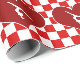 Papel De Presente Ginástica Checkered do vermelho rico