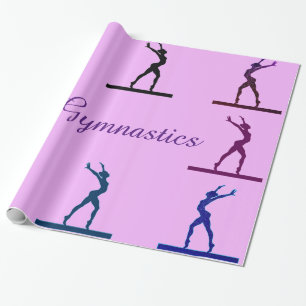 Papel De Presente Ginástica Equilibrar Feixe Leve Roxo