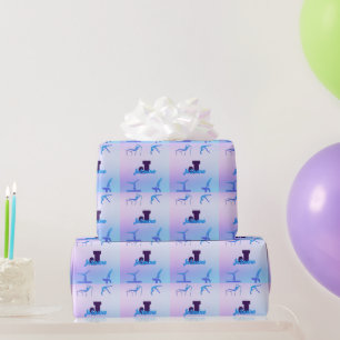 Papel De Presente Ginástica Feminina Monograma Azul Roxo Personaliza