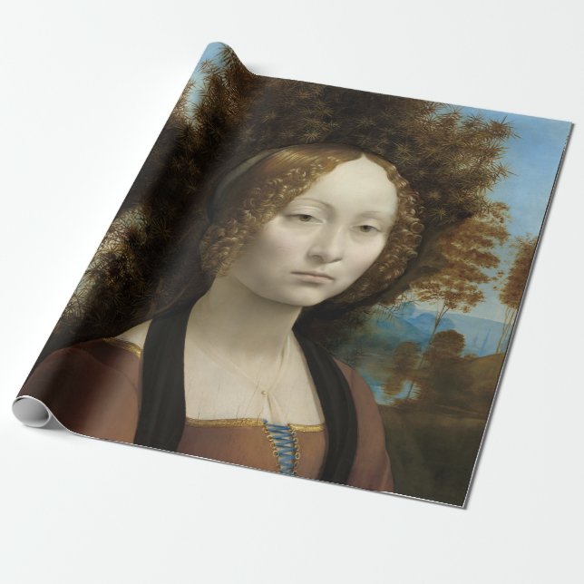 Papel De Presente Ginevra de' Benci por Leonardo Da Vinci (Desenrolado)